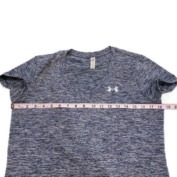 Under Armour V Neck Short Sleeve Tee Activewear Top Blue Gray Women’s S - Picture 7 of 9